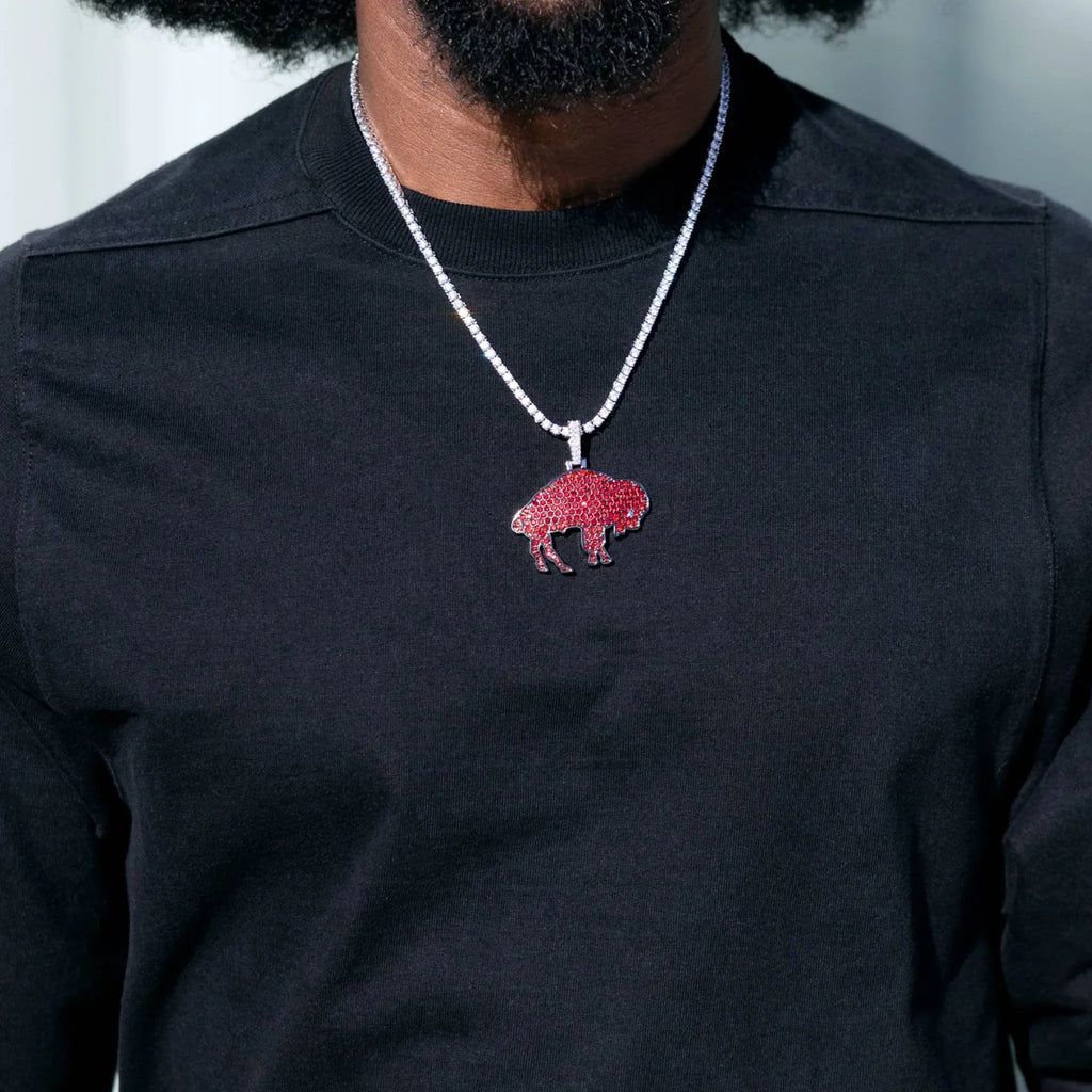 Buffalo Bills Official NFL Vintage Logo Pendant in White Gold