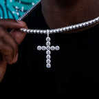 Large Diamond Cross Pendant in White Gold