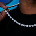 Diamond Oval Clustered Tennis Chain in White Gold- 4mm