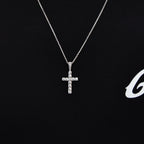 Micro Diamond Cross Pendant + 2MM Rope Chain Bundle in White Gold