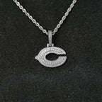 Chicago Bears Official NFL Micro Logo Pendant in White Gold