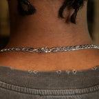 Figaro Chain + Bracelet Bundle in White Gold- 6mm