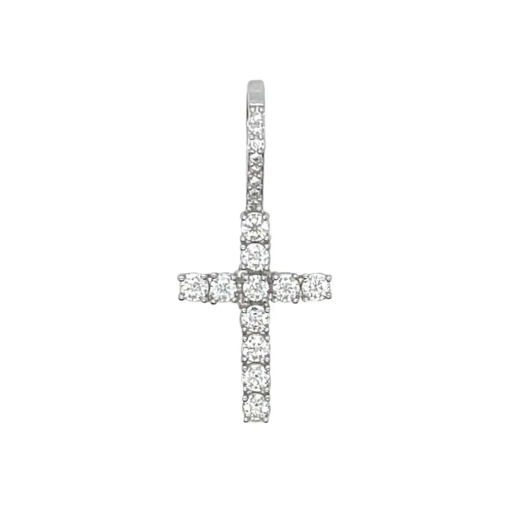 Moissanite Diamond Cross Micro Pendant in Sterling Silver