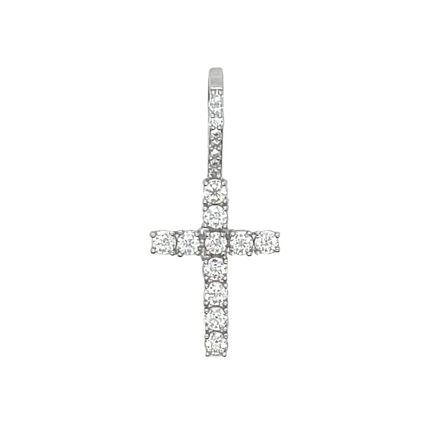 Moissanite Diamond Cross Micro Pendant in Sterling Silver
