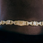 Diamond Cluster Mariner Chain in Yellow Gold