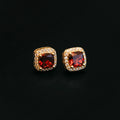 Ruby Cushion Cut Earrings in Yellow Gold