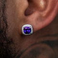 Purple Cushion Cut Earrings in White Gold