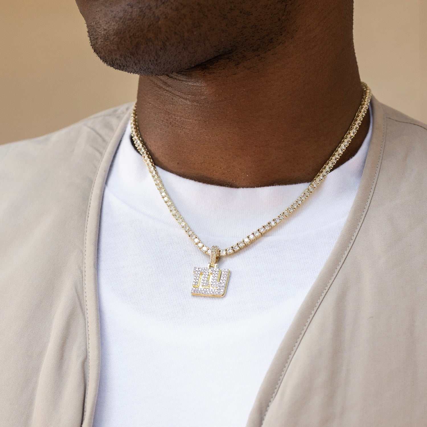 New York Giants Official NFL Micro Logo Pendant - Yellow Gold