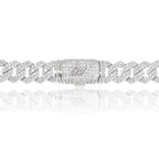 Diamond Prong Link Chain in White Gold - 12mm