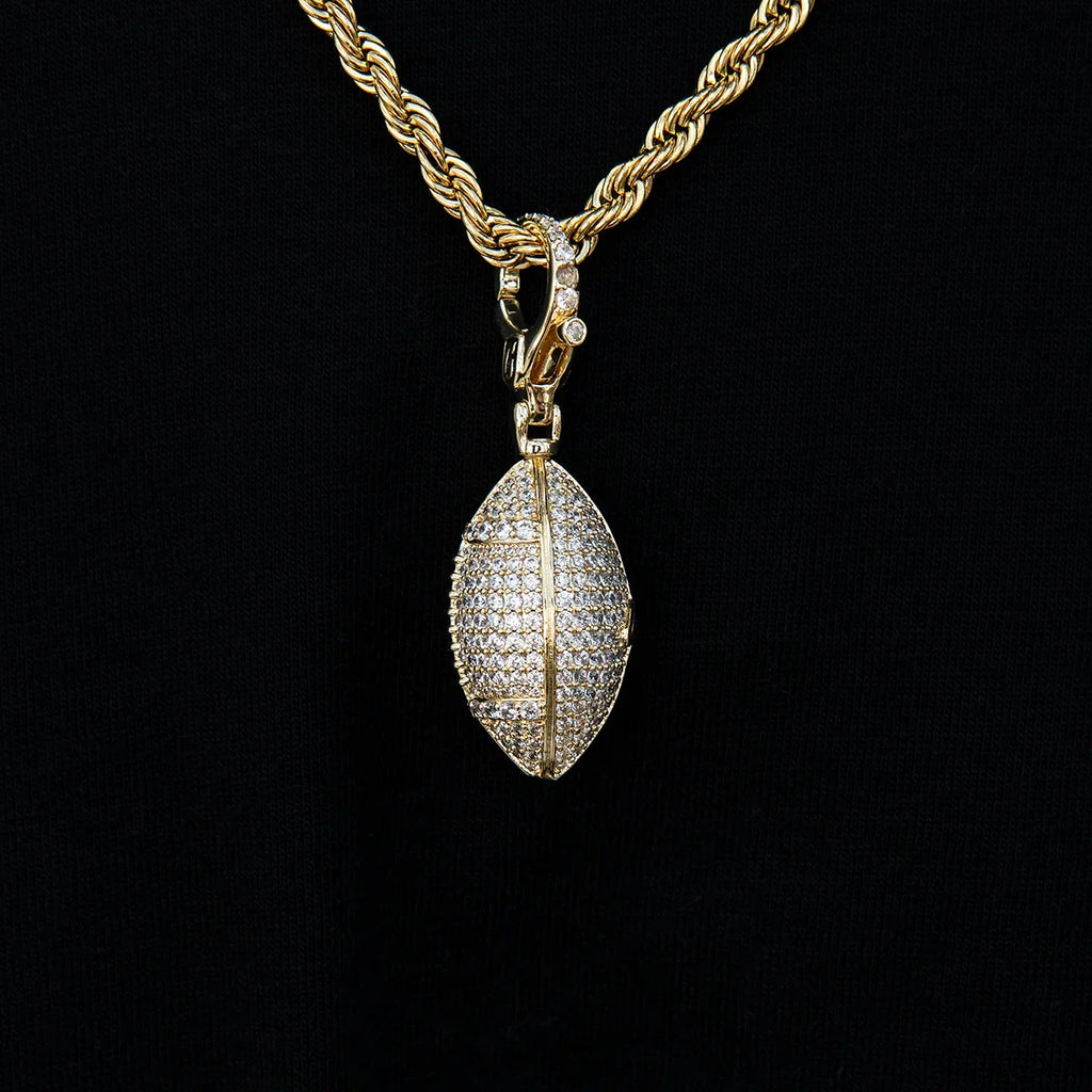 Football Clip On Pendant in Yellow Gold