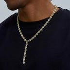 Iced Valentina Lariat Necklace in Yellow Gold