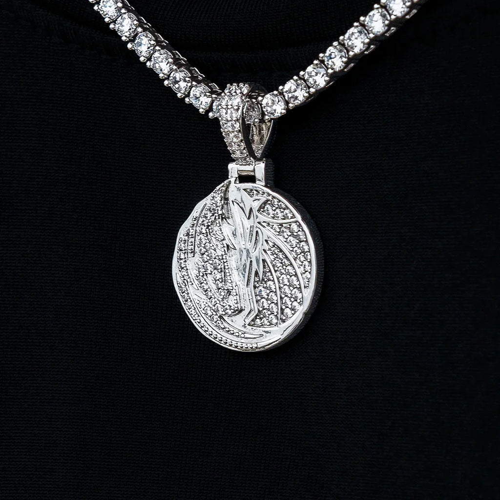 Dallas Mavericks Official NBA Micro Logo Pendant in White Gold