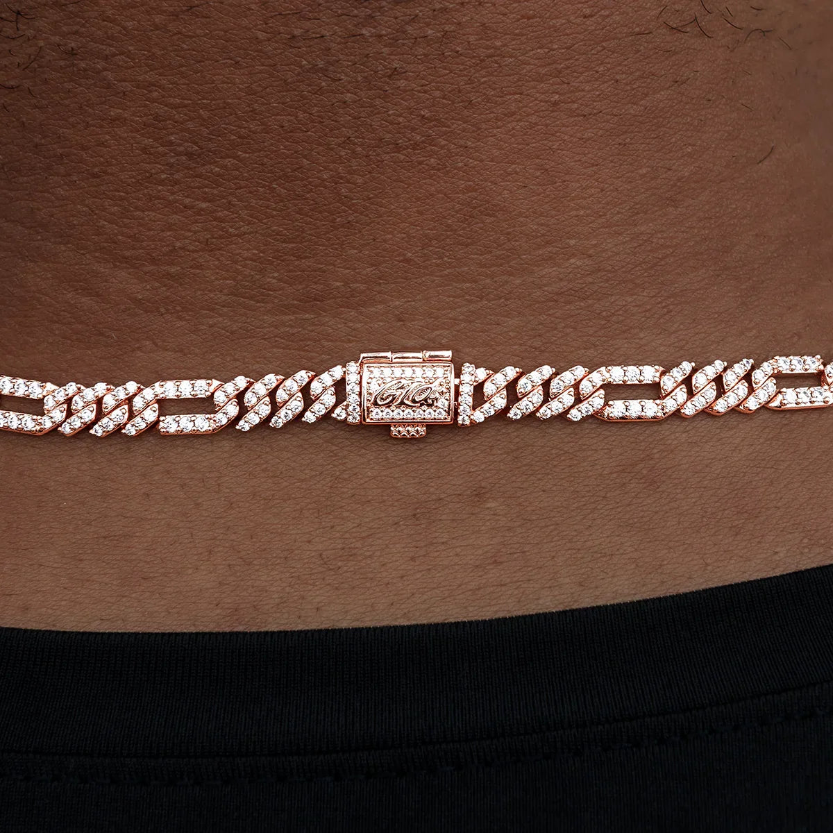 Diamond Figaro Chain in Rose Gold- 6mm