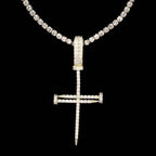 Iced Nail Cross in Yellow Gold