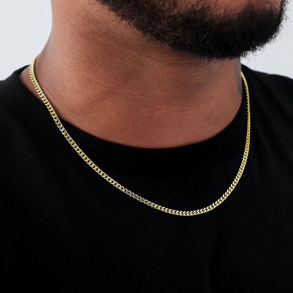 Micro Cuban Chain in Yellow Gold- 3mm