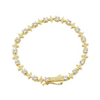 Men's Moissanite Round Stone Star Tennis Bracelet in Yellow Gold Vermeil - 6mm