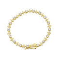 Men's Moissanite Round Stone Star Tennis Bracelet in Yellow Gold Vermeil - 6mm