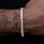 Iced Herringbone Bracelet in Rose Gold- 7mm