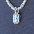 Moissanite Micro Diamond Stone Pendant in Sterling Silver
