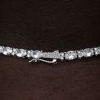 Diamond Mixed Oval Cut Tennis Chain in White Gold - 3mm