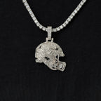 Iced Football Helmet Pendant in White Gold