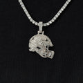 Iced Football Helmet Pendant in White Gold