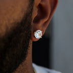 10mm Round Cut Diamond Stud Earrings in Yellow Gold