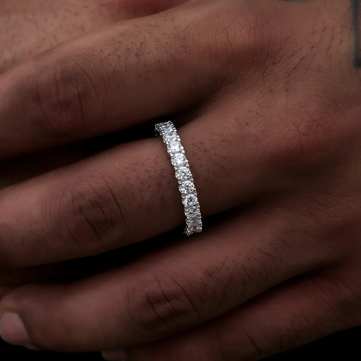 3mm Eternity Band Ring in White Gold Vermeil