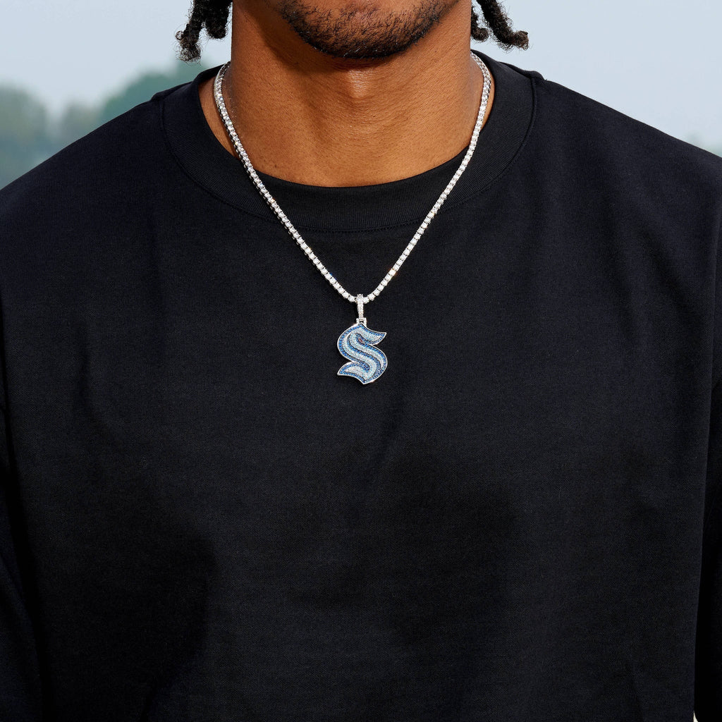 Seattle Kraken Official NHL Logo Pendant in White Gold