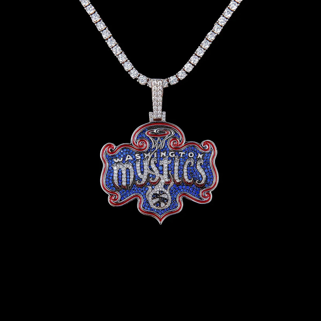 Washington Mystics Official WNBA Logo Pendant in White Gold