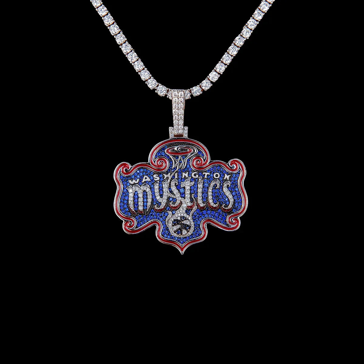 Washington Mystics Official WNBA Logo Pendant in White Gold