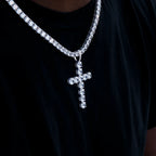 Large Diamond Cross Pendant in White Gold
