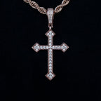 Large Iced Celtic Cross in Rose Gold