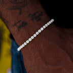 Iced Mini Clustered Tennis Chain + Bracelet Bundle in White Gold