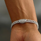 Iced Crucifix Cross Plate Bracelet in White Gold