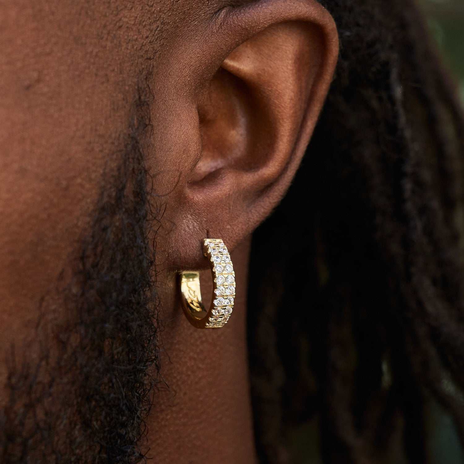 Double Row Hoop Earrings in Yellow Gold