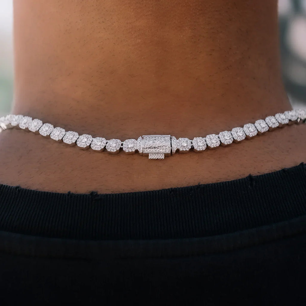 Micro Clustered Rosary Chain in White Gold - 6mm