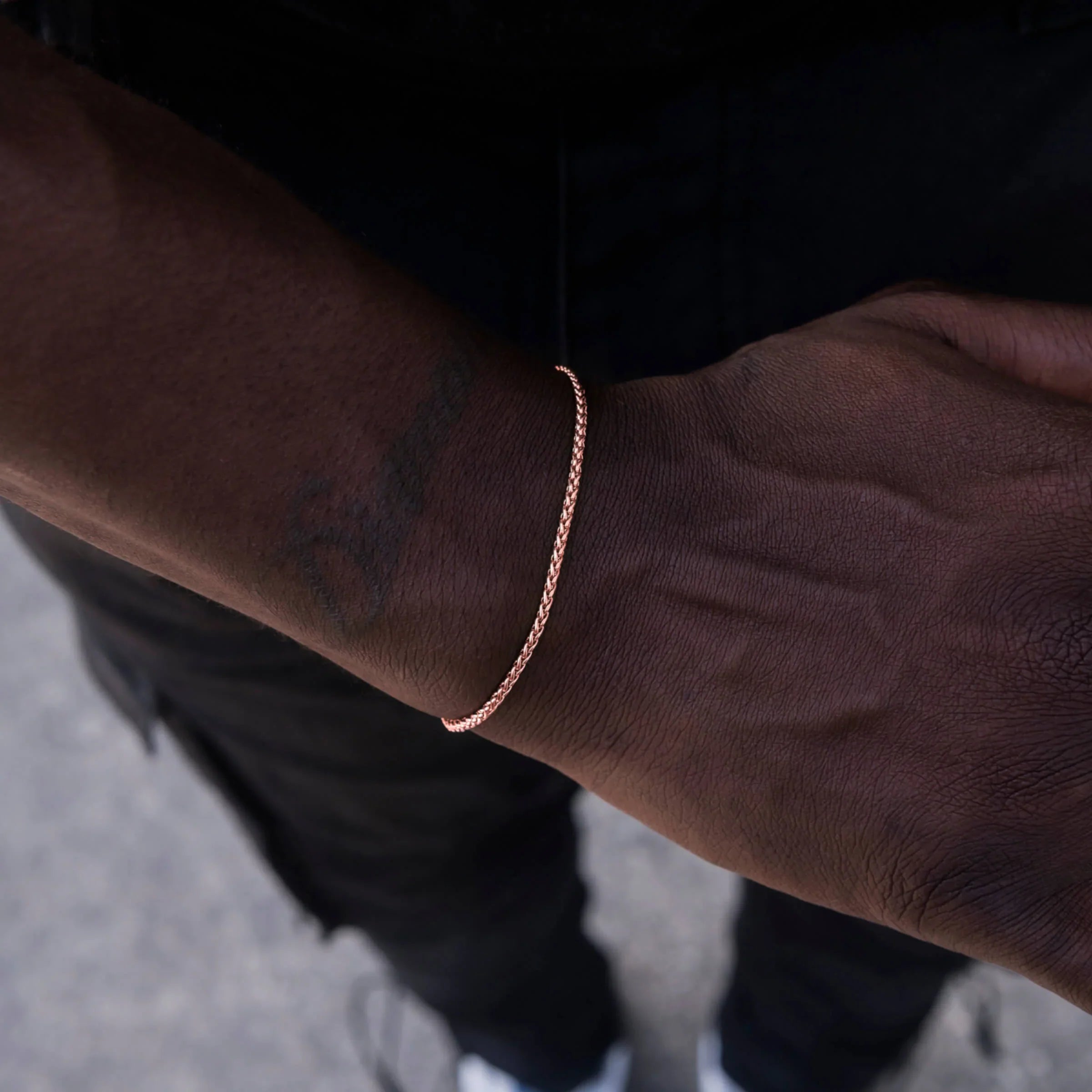 Palm Chain Bracelet in Rose Gold - 2mm