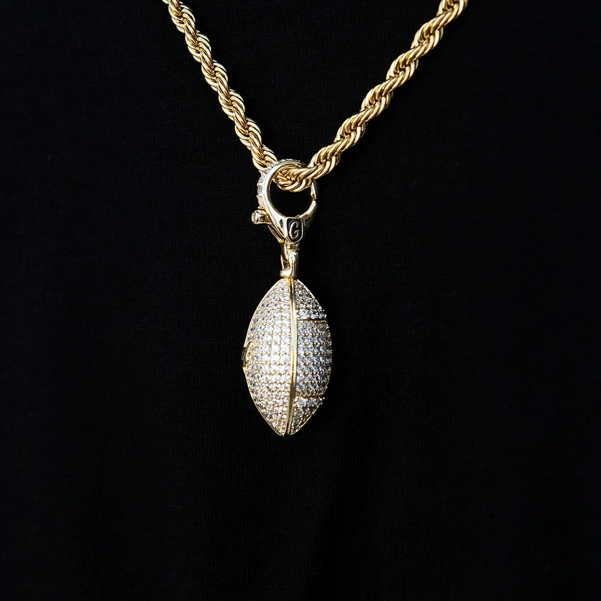 Football Clip On Pendant in Yellow Gold