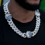 Dallas Mavericks Official NBA Diamond Prong Cuban Chain in White Gold- 25mm