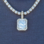 Men's Moissanite Micro Diamond Stone Pendant in Yellow Gold Vermeil