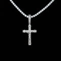 Iced Flat Crucifix Cross Pendant in White Gold