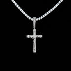 Iced Flat Crucifix Cross Pendant in White Gold
