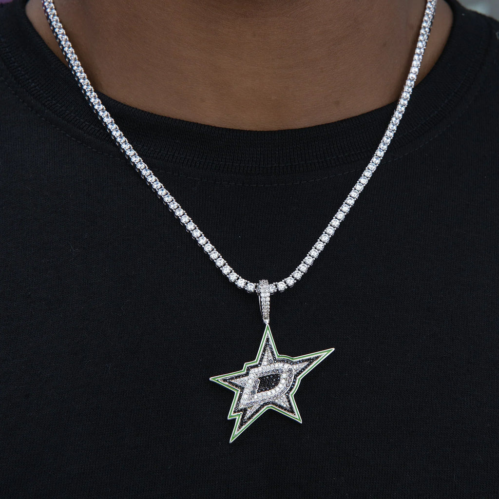 Dallas Stars Official NHL Logo Pendant in White Gold