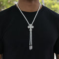 Iced Cross Pearl Bolo Chain in White Gold