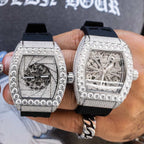 40MM Perennial Era® Auto Watch- Fully Iced w/ Rubber Strap