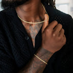 Micro Cuban Chain + Bracelet in Yellow Gold- 3mm