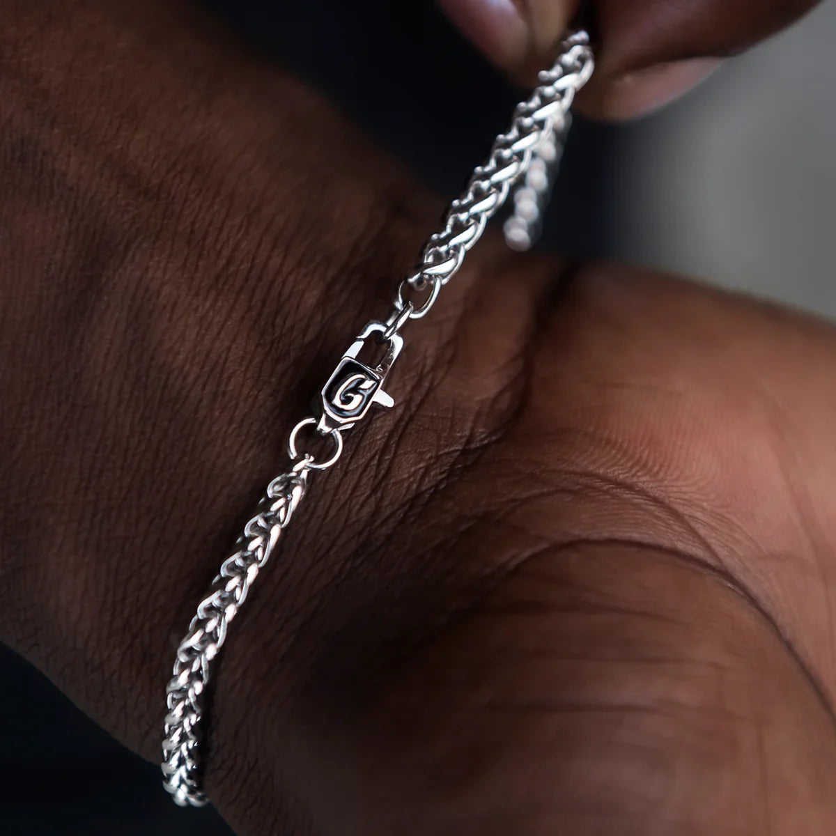 Palm Chain Bracelet in White Gold- 4mm