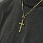 Twisted Rope Cross Pendant + 2MM Rope Chain Bundle in Yellow Gold