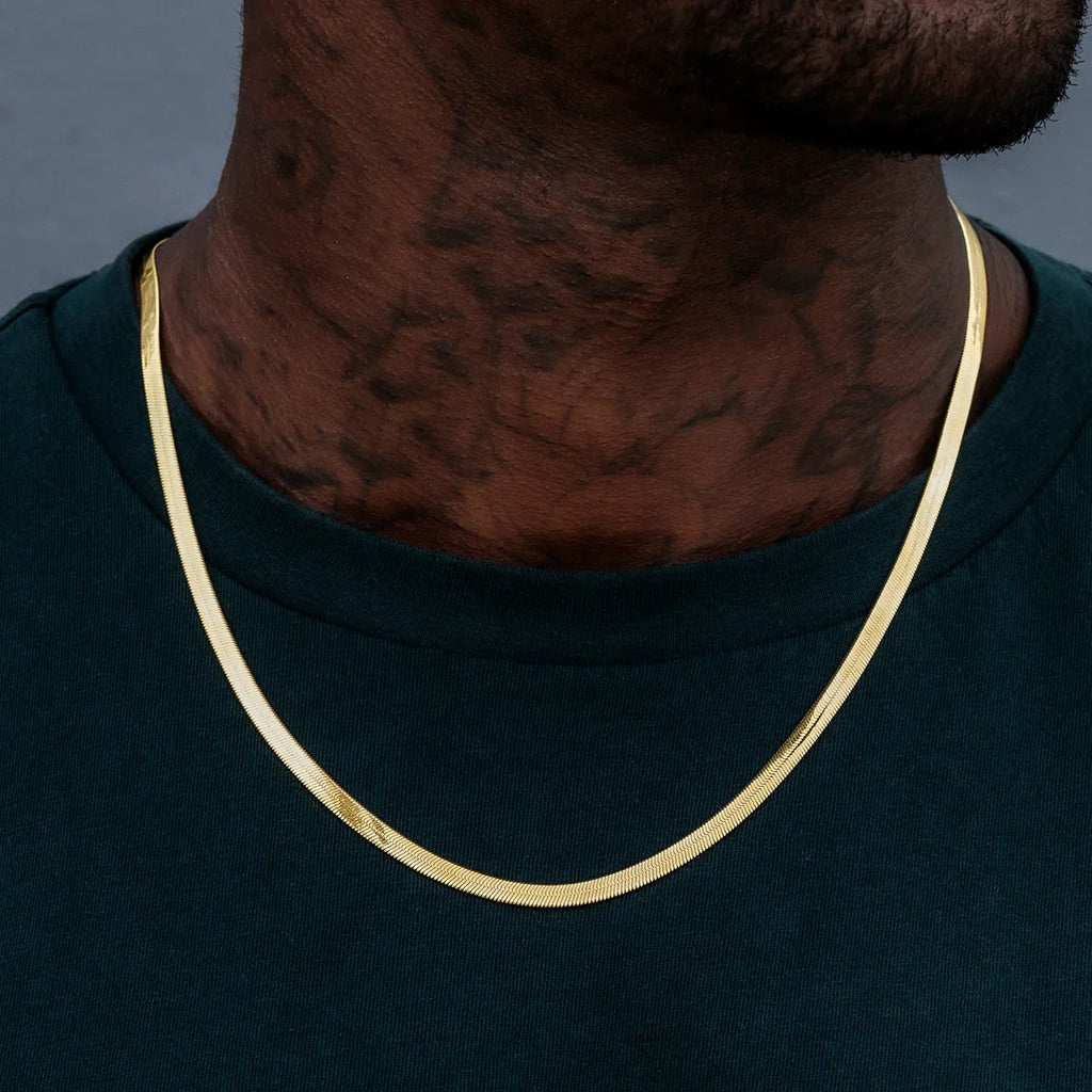 4mm + 6mm Herringbone Chain Bundle in Yellow Gold
